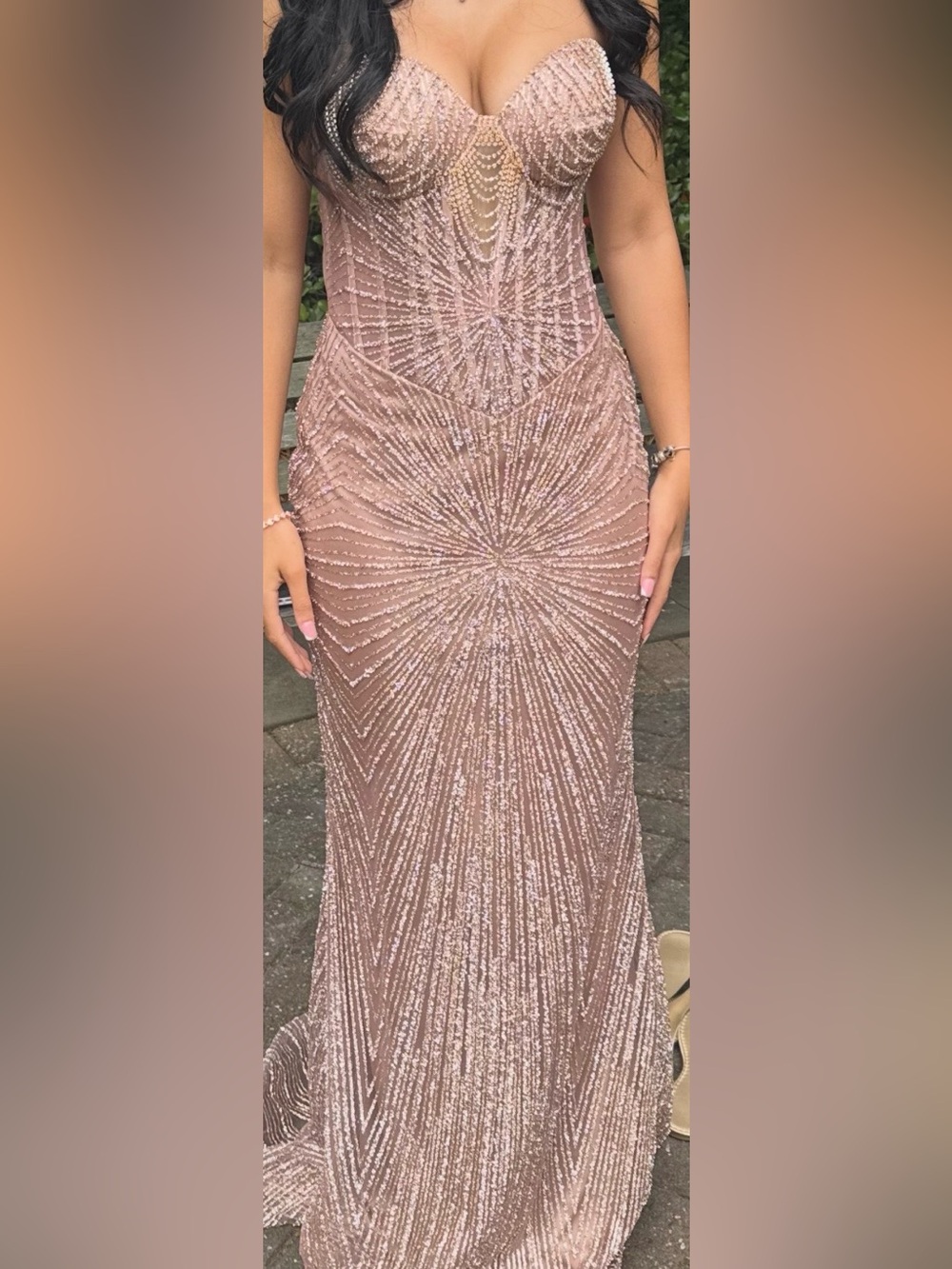Sparkling Blush Sequin Prom Gown